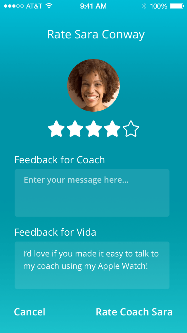 Rating your Vida coach
