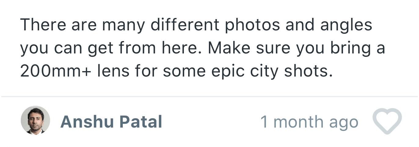 Photographers can leave tips on every location