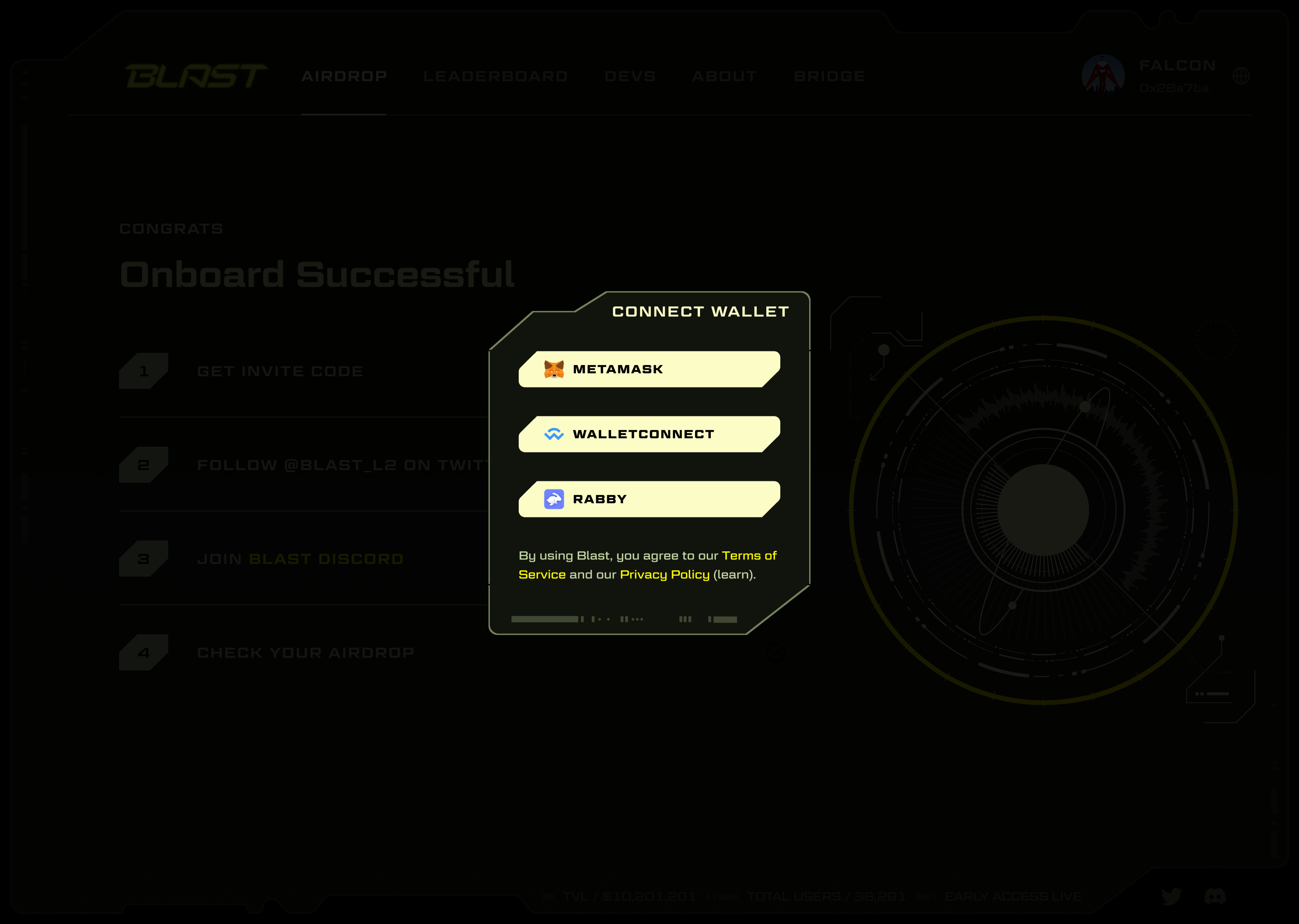 Blast wallet selection