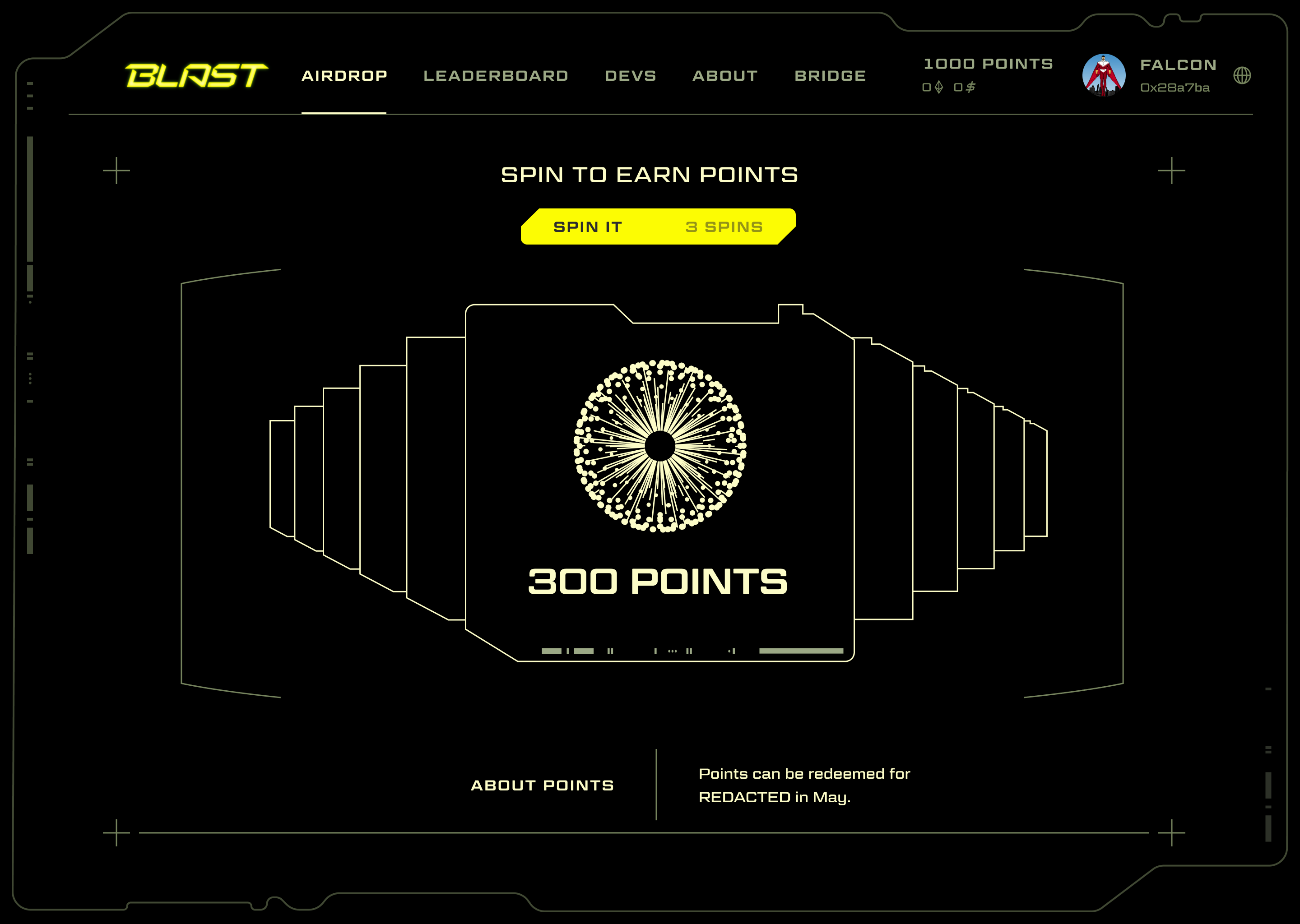 Blast spin to earn points