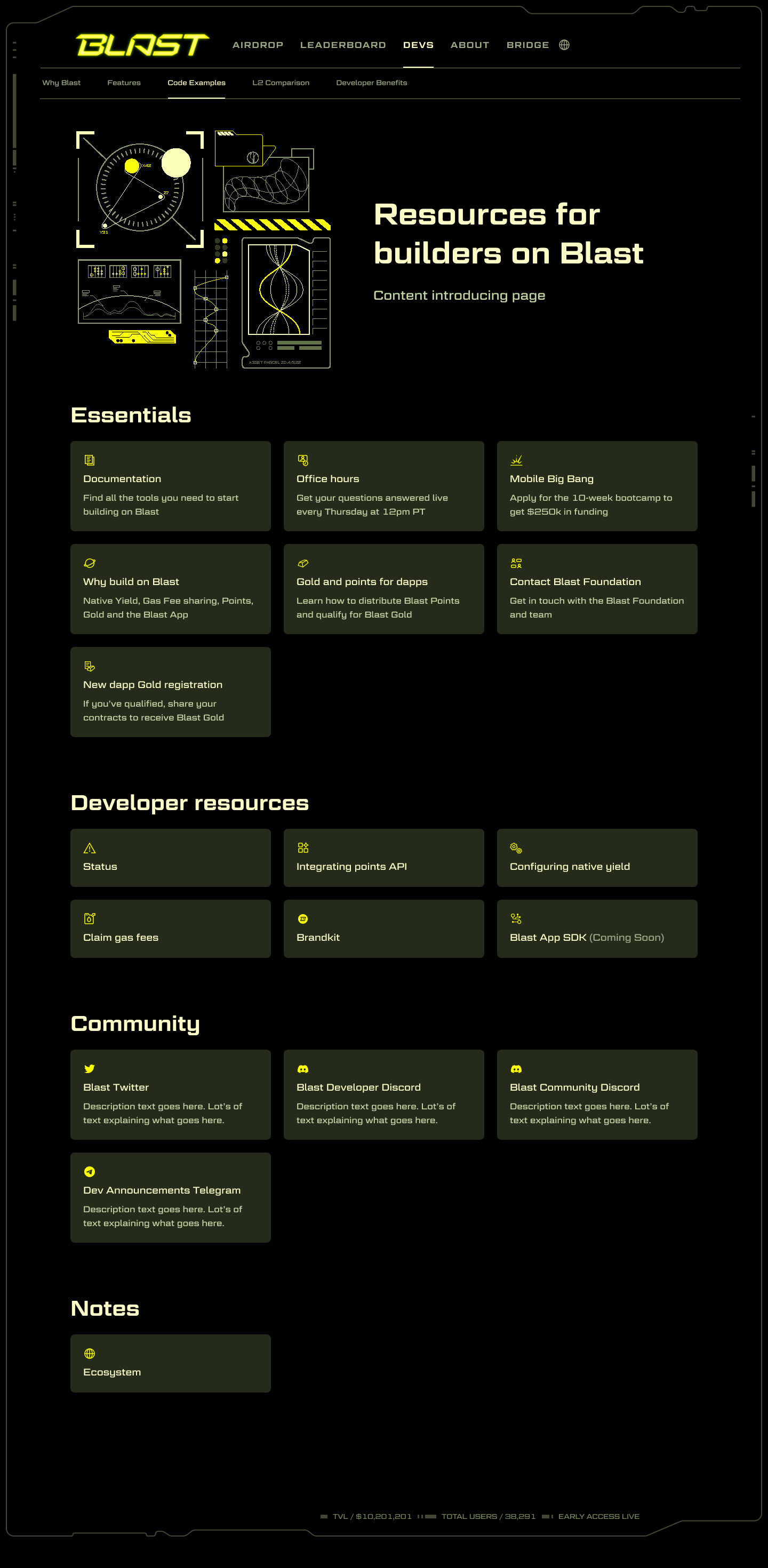 Blast marketing site explaining native yield