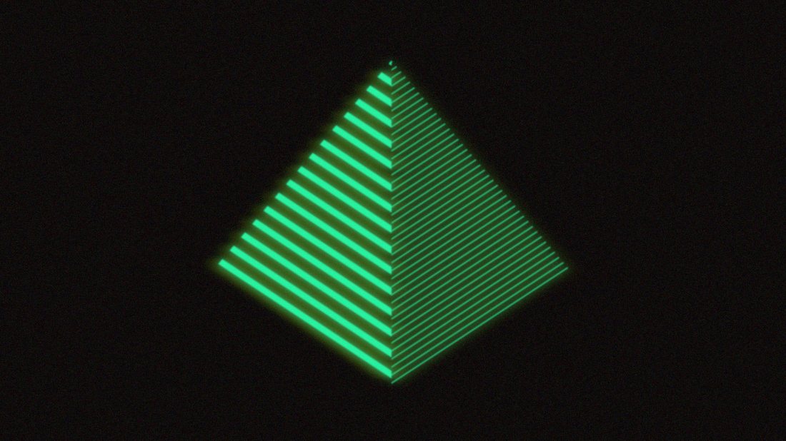 Blur brand object — neon pyramid