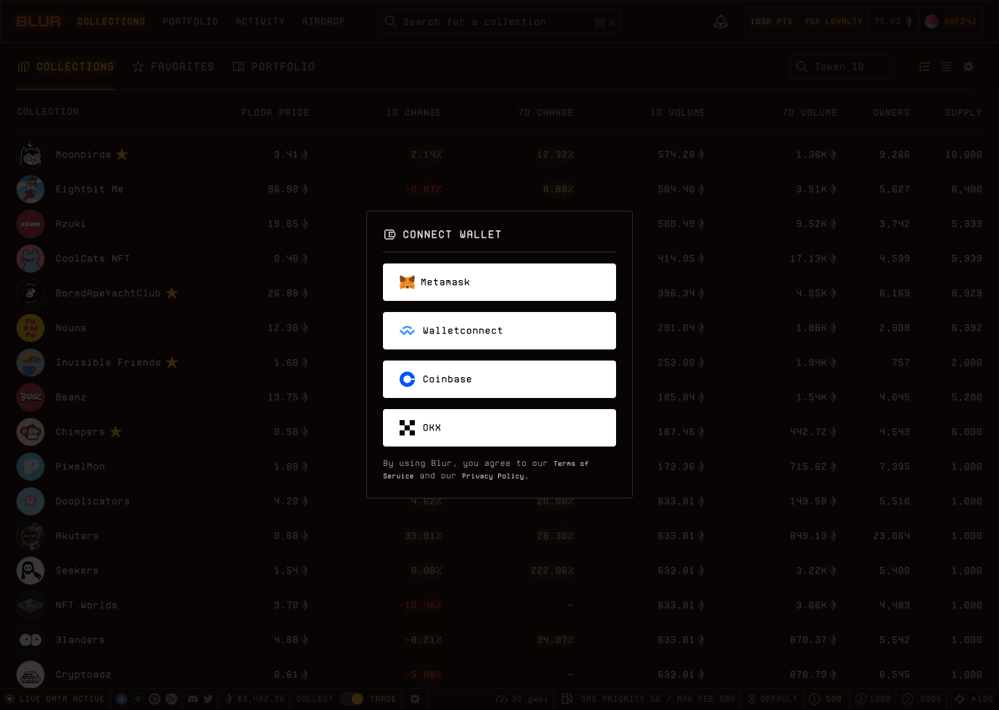 Blur connect wallet
