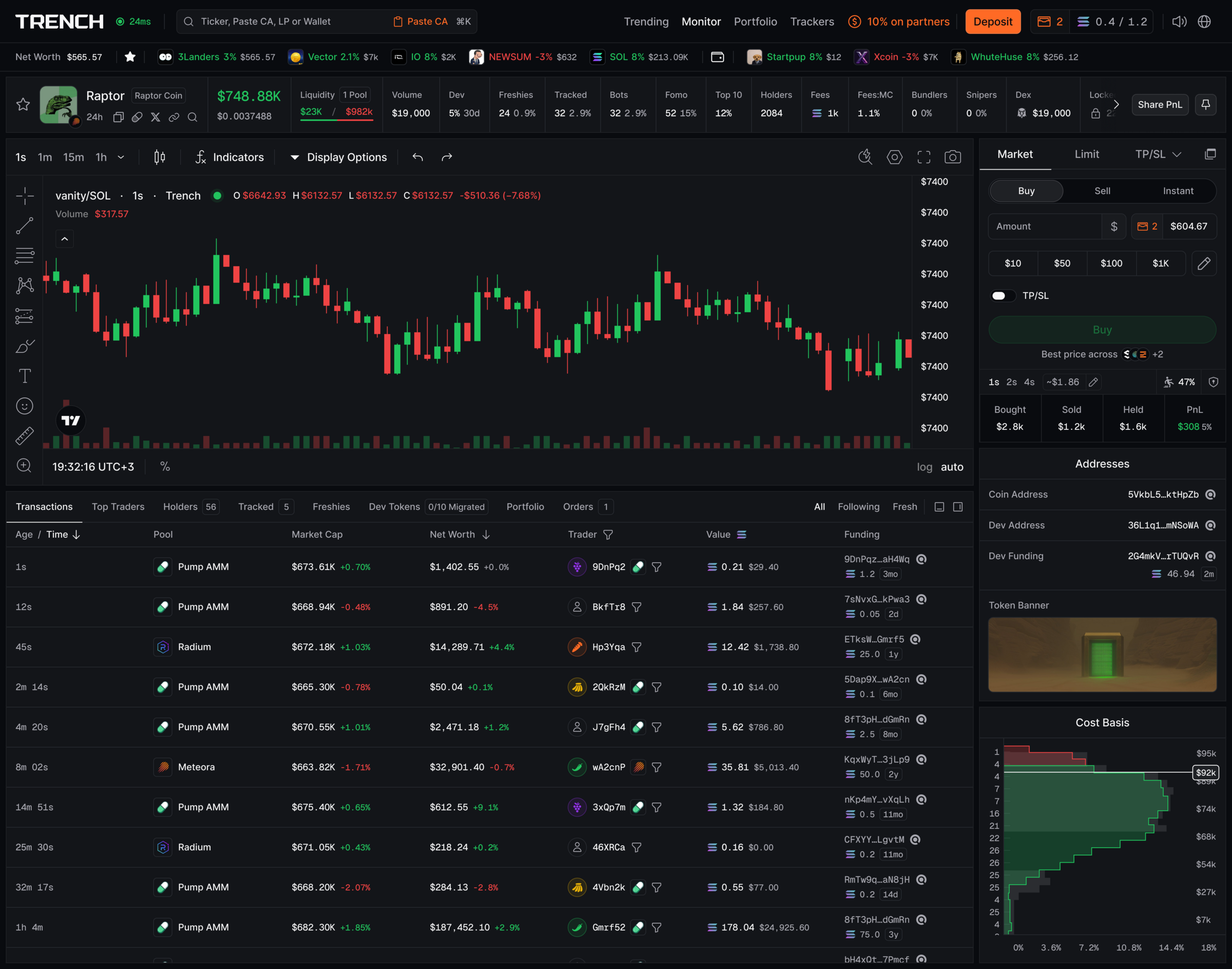 Trench token page