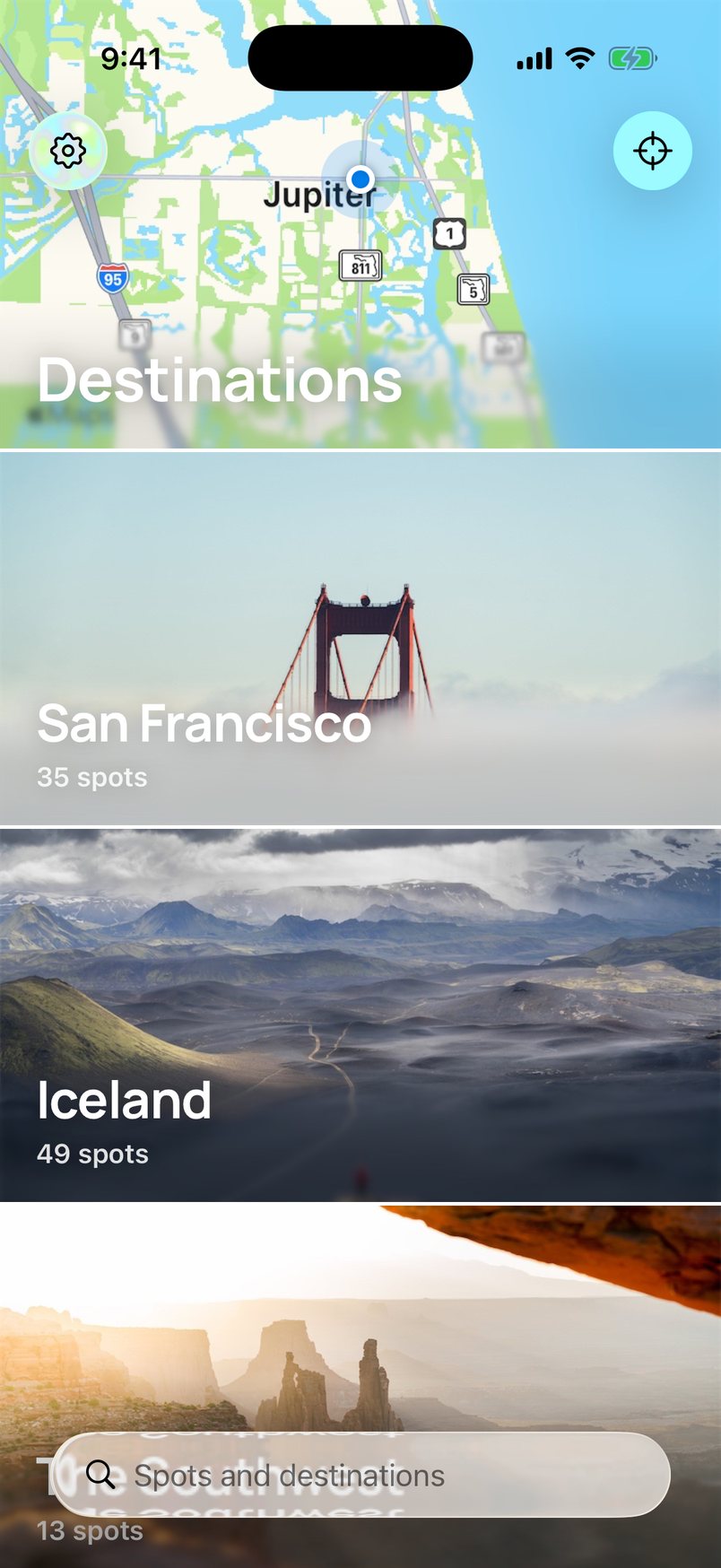 Viewfinder destinations: San Francisco, Iceland and more, each with its spot count